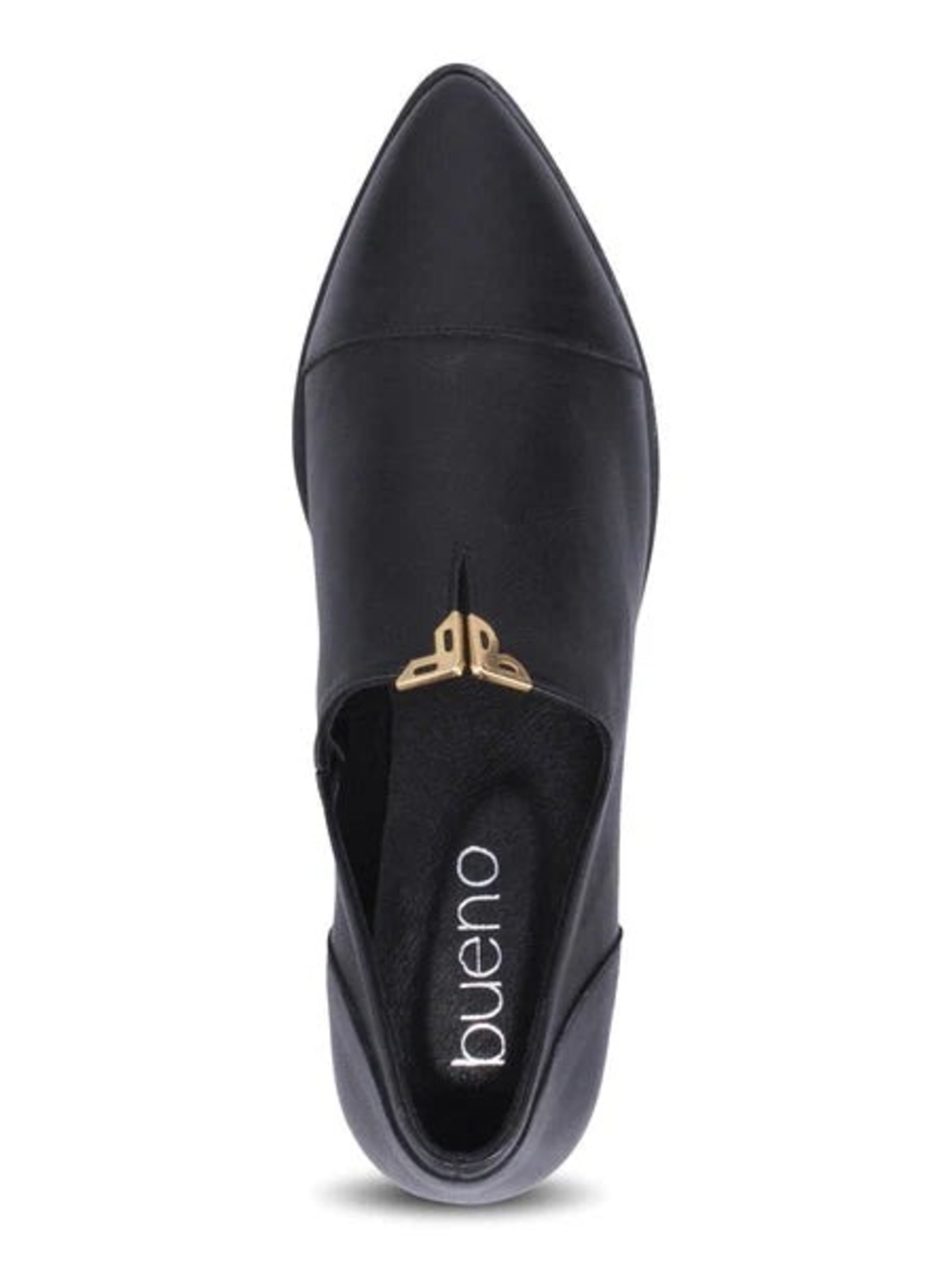 BUENO Billy Black Leather Slip-On Loafer with Gold Accent Women's 36 Like New